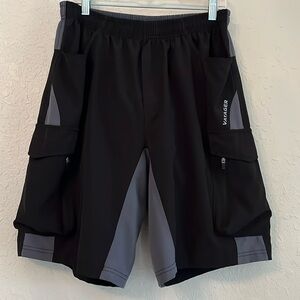 Vayager 3D Padded Biking Shorts Black Gray 6 Pockets Breathable Elastic Waist